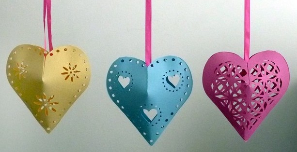 hanging hearts svg paper cutting template
